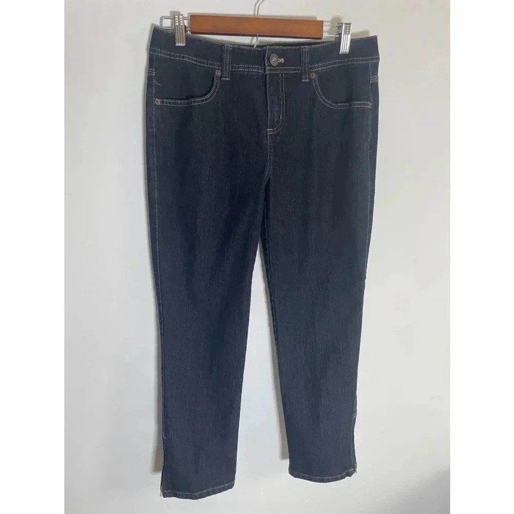 Women's Bass Blue Denim Jeans - Size 8 Crop Zipper EUC! 0128‎